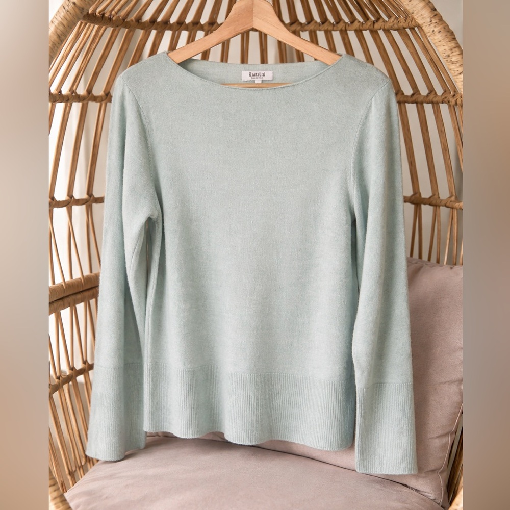 🇮🇹 Bartolini Italy Cashmere Silk Wool Blend Sweater Sage Minimalist Luxury M